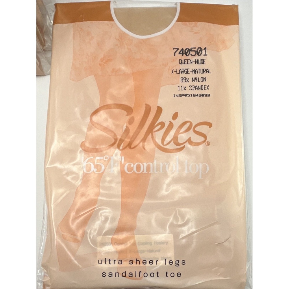 Lot of 5 Pairs of New Silkies Control Top Ultra Sheer Nude Queen Size Pantyhose